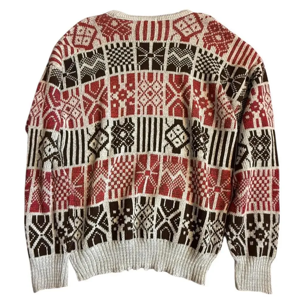Xtreme Gear Vintage Geometric Patchwork Sweater M Korea 80s 90s Bold Knit